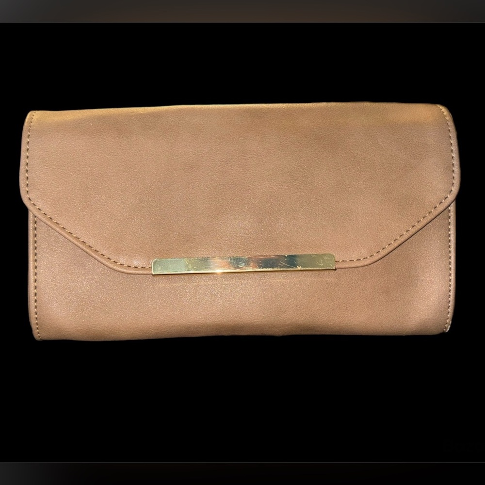 Nine West Tan Clutch with Gold Accent